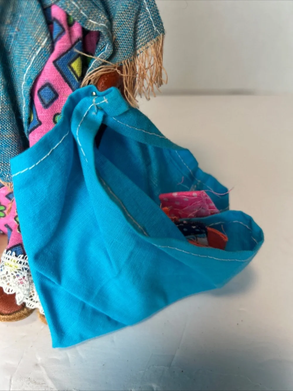 VTG Mexican Doll Mother w / Papoose Child Peddler Folk Art Handmade Rare 10
